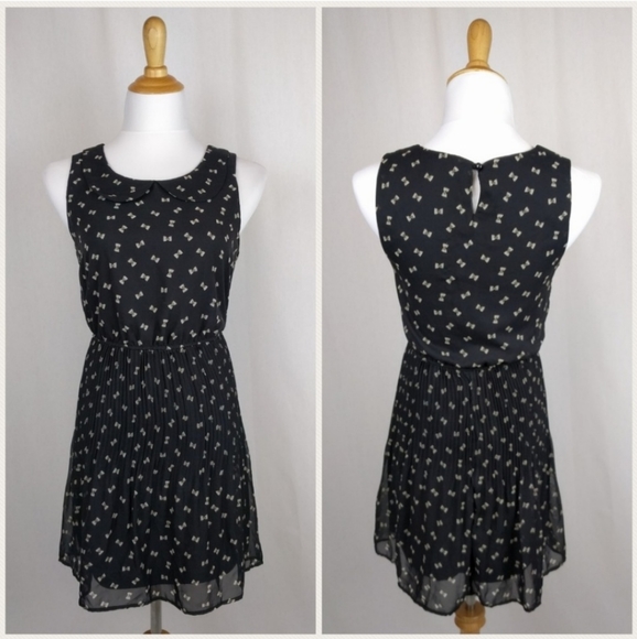 As U Wish Novelty Bow Print Micro Pleat Dress S - Picture 5 of 8
